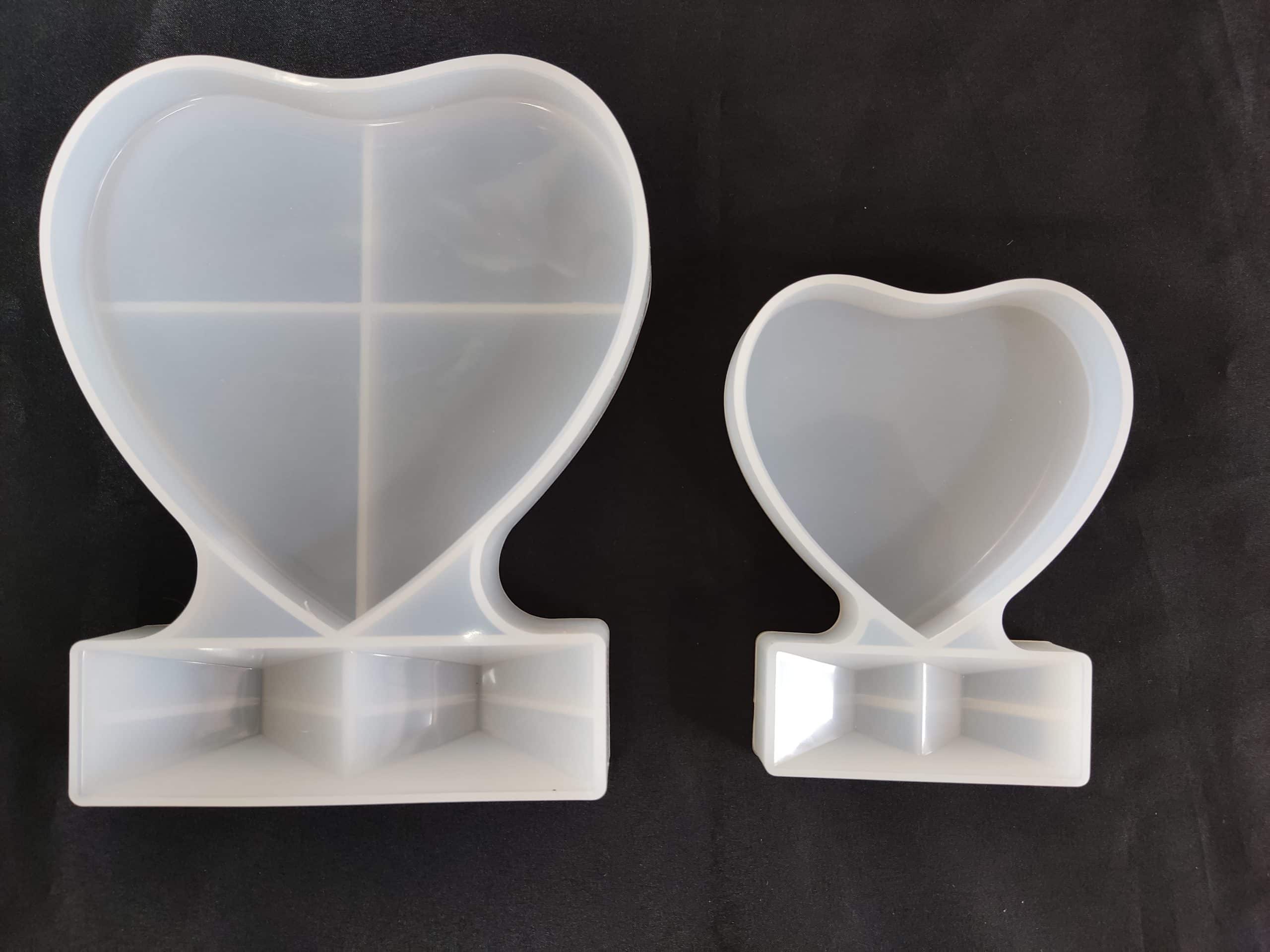 Molde epoxi de corazón de amor, 5 piezas, molde de silicona para colocar en  base de corazón, 5 unidades, tamaño mediano, 3.9 x 2.9 in