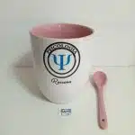 Taza con cucharita sublimada rosado